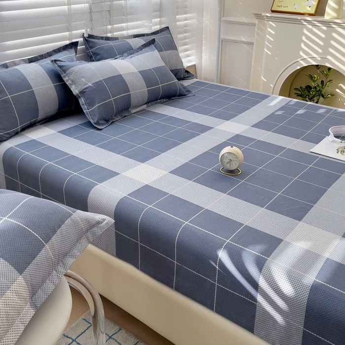 91家纺网 家纺一手货源 找家纺  楠沐家纺 2026新款印花亲肤芦荟棉水洗棉床笠 优格