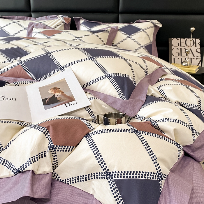 91家纺网 家纺一手货源 找家纺 金奇达 2024新款全棉宽边轻奢四件套 格拉