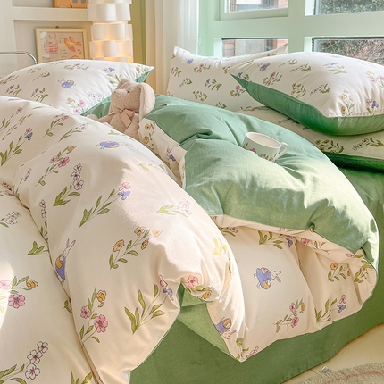 91家纺网 家纺一手货源 找家纺 （总） 琪格格纺织 2024新款13372全棉印花小清新四件套