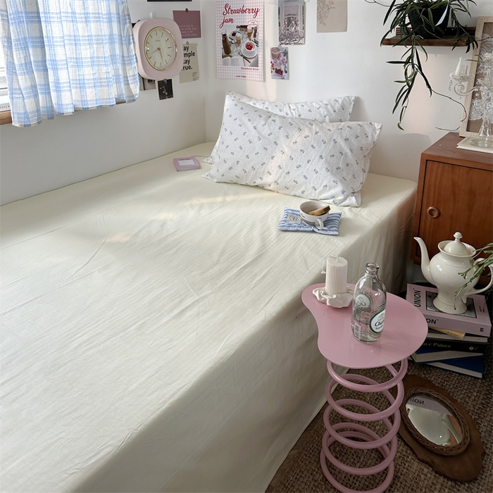 91家纺网 家纺一手货源 找家纺 恋恋三季 2024新款全棉单品床笠床单 全棉斜纹-奶黄