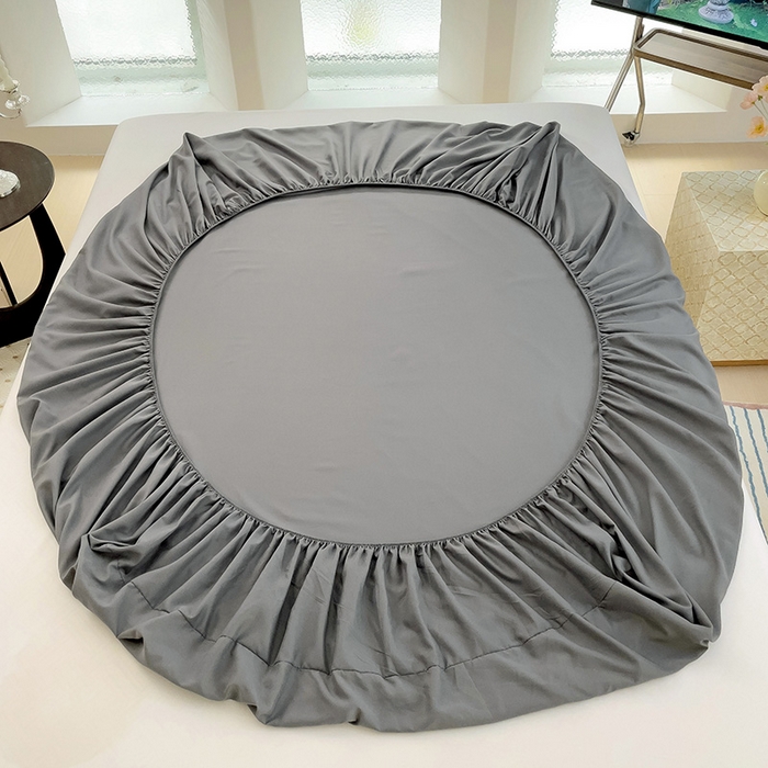 91家纺网 家纺一手货源 找家纺  楠沐家纺 2025新款纯色亲肤芦荟棉水洗棉床笠 深灰