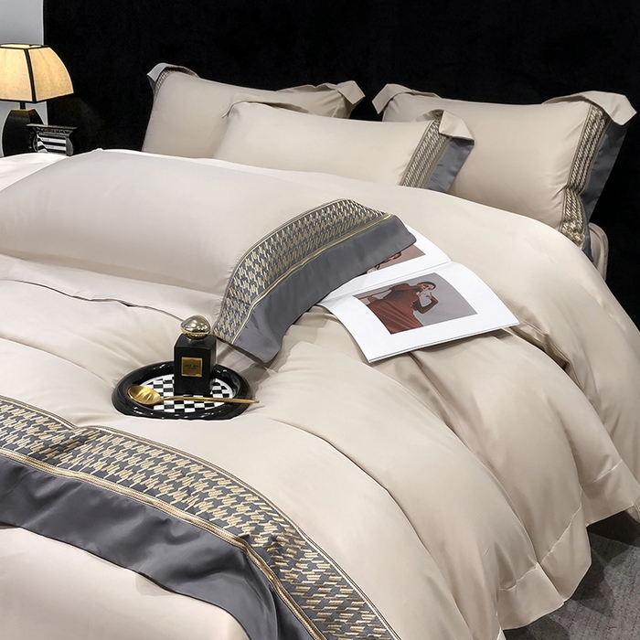 91家纺网 家纺一手货源 找家纺 （总）奥汀洛家纺 2024新款工艺款水洗真丝刺绣四件套-迪梵