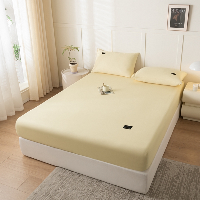 91家纺网 家纺一手货源 找家纺 （总）鑫钰 2024新款A类全棉抗菌纯色素色无印风新疆长绒棉床笠-星月 	