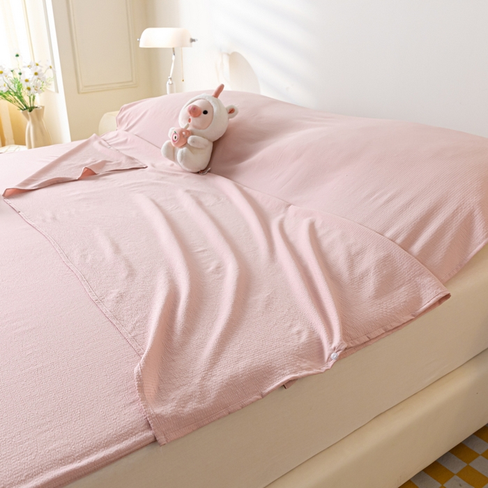 91家纺网 家纺一手货源 找家纺 梦之岛 2024新款A类泡泡棉酒店隔脏旅行睡袋 泡泡棉-奶油粉