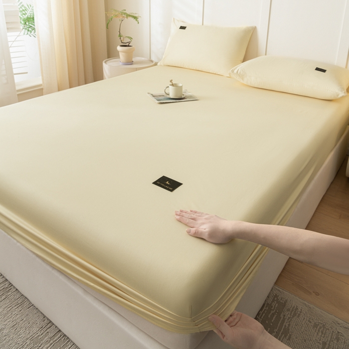 91家纺网 家纺一手货源 找家纺 （总）鑫钰 2024新款A类全棉抗菌纯色素色无印风新疆长绒棉床笠-星月 	