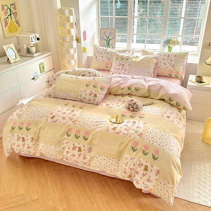 91家纺网 家纺一手货源 找家纺 （总）沐棉家居 2024新款小清新全棉13372印花单被套