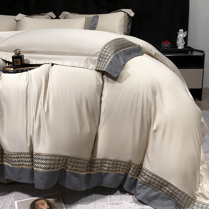 91家纺网 家纺一手货源 找家纺 （总）奥汀洛家纺 2024新款工艺款水洗真丝刺绣四件套-迪梵