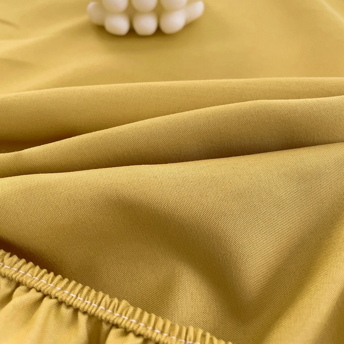 91家纺网 家纺一手货源 找家纺  楠沐家纺 2025新款纯色亲肤芦荟棉水洗棉床笠 金色