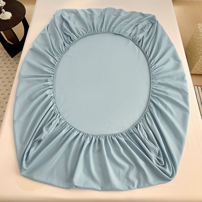 91家纺网 家纺一手货源 找家纺  楠沐家纺 2025新款纯色亲肤芦荟棉水洗棉床笠 浅灰