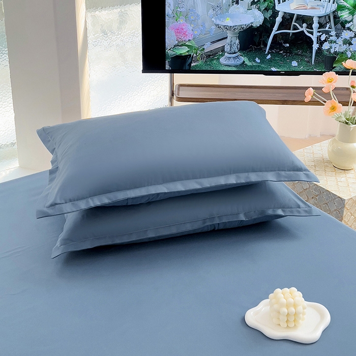 91家纺网 家纺一手货源 找家纺  楠沐家纺 2025新款纯色亲肤芦荟棉水洗棉床笠 深蓝