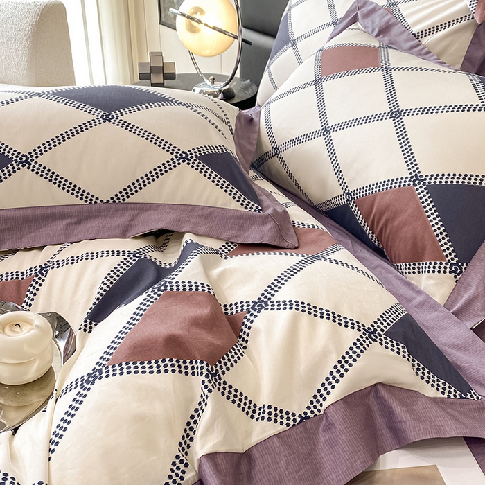 91家纺网 家纺一手货源 找家纺 金奇达 2024新款全棉宽边轻奢四件套 格拉