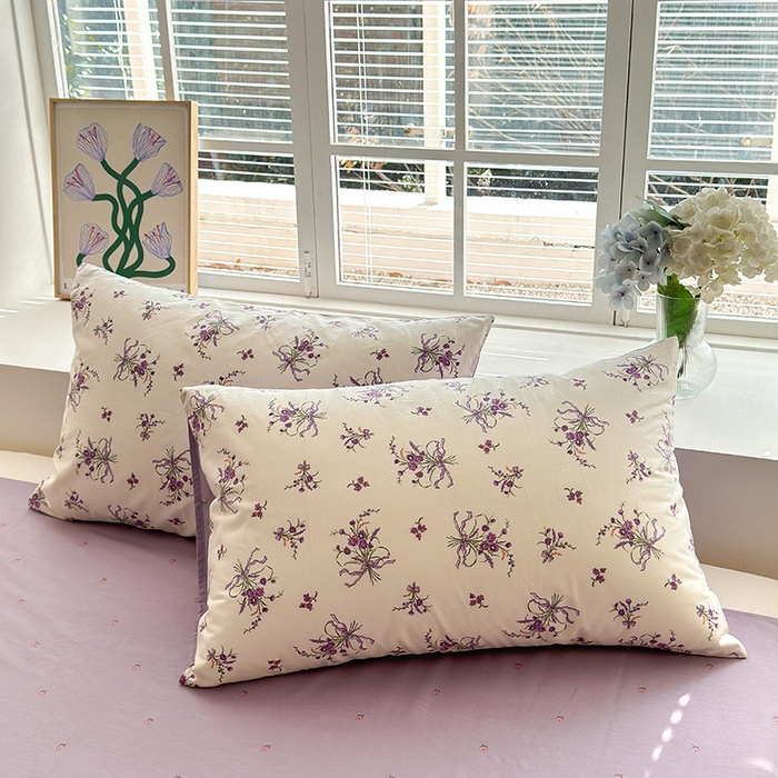 91家纺网 家纺一手货源 找家纺 沐棉家居 2024新款小清新全棉13372印花单枕套 曼妙花姿