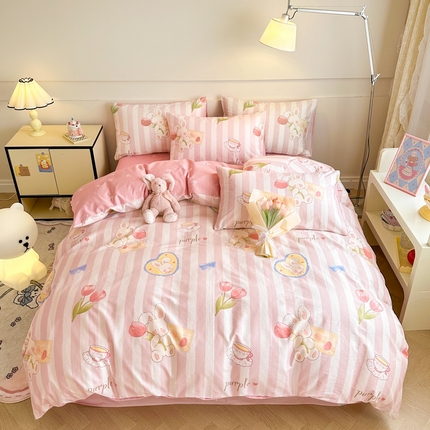 91家纺网 家纺一手货源 找家纺 呗旺鹿 2024新款小清新全棉纯棉四件套瑞贝卡