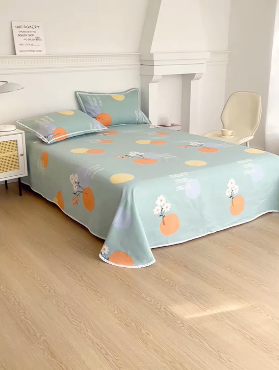 91家纺网 家纺一手货源 找家纺 首爱家纺 2025新款花边老粗布印花床单系列套件 简爱