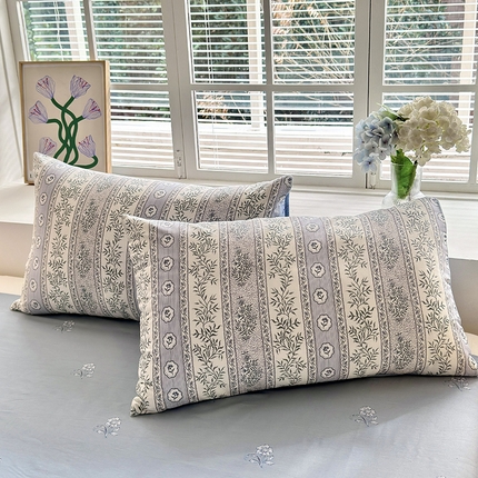 沐棉家居 2024新款小清新全棉13372印花单枕套 复古花园