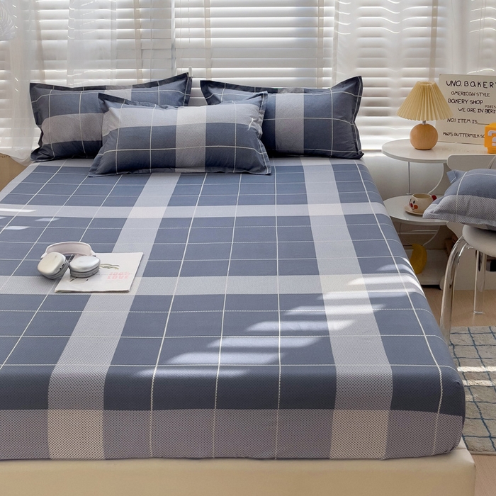 91家纺网 家纺一手货源 找家纺  楠沐家纺 2026新款印花亲肤芦荟棉水洗棉床笠 优格