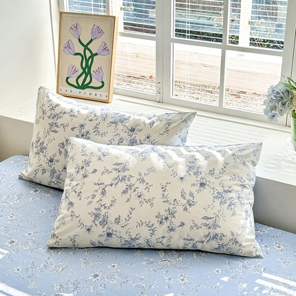 沐棉家居 2024新款小清新全棉13372印花单枕套 浅影