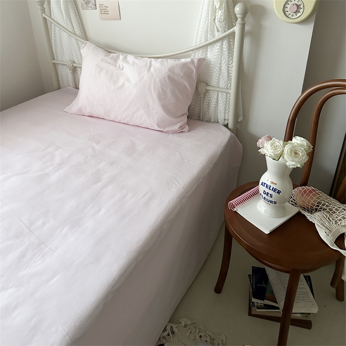 91家纺网 家纺一手货源 找家纺 恋恋三季 2024新款全棉单品床笠床单 全棉斜纹-baby粉