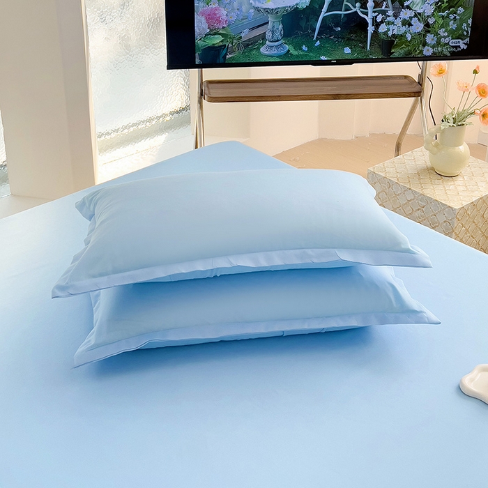 91家纺网 家纺一手货源 找家纺  楠沐家纺 2025新款纯色亲肤芦荟棉水洗棉床笠 天蓝