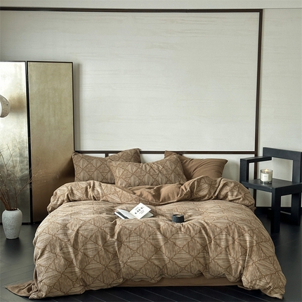 91家纺网 家纺一手货源 找家纺 （总）山舍家居 2024新款复古双层皱皱纱色织提花四件套