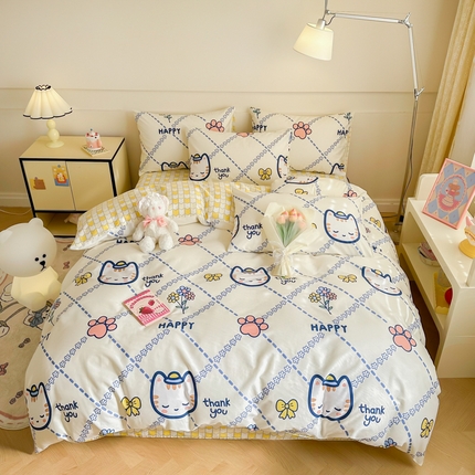 91家纺网 家纺一手货源 找家纺 （总）呗旺鹿 2024新款小清新全棉纯棉四件套