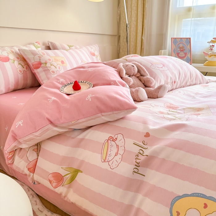 91家纺网 家纺一手货源 找家纺 呗旺鹿 2024新款小清新全棉纯棉四件套瑞贝卡