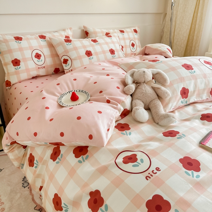 91家纺网 家纺一手货源 找家纺 呗旺鹿 2024新款小清新全棉纯棉四件套若摇