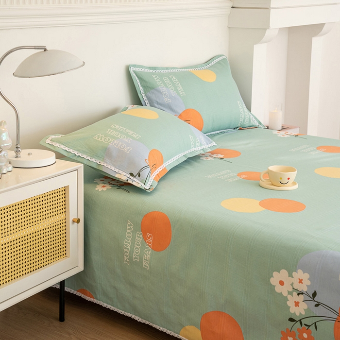 91家纺网 家纺一手货源 找家纺 首爱家纺 2025新款花边老粗布印花床单系列套件 简爱