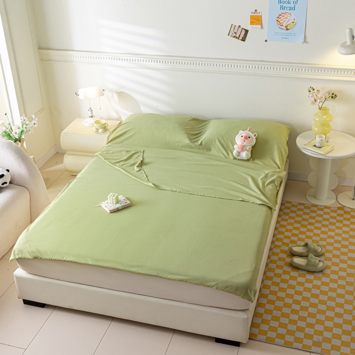 91家纺网 家纺一手货源 找家纺 梦之岛 2024新款A类泡泡棉酒店隔脏旅行睡袋 泡泡棉-清新绿