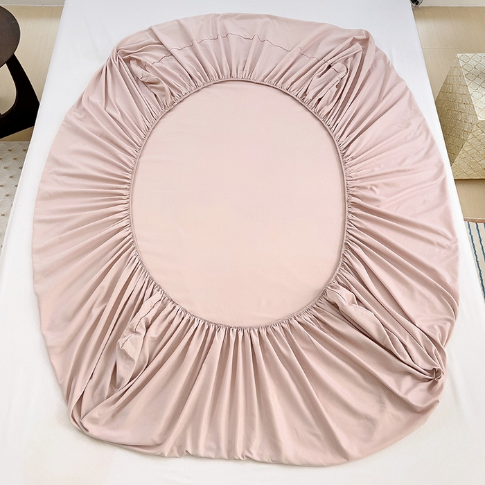 91家纺网 家纺一手货源 找家纺  楠沐家纺 2025新款纯色亲肤芦荟棉水洗棉床笠 粉红