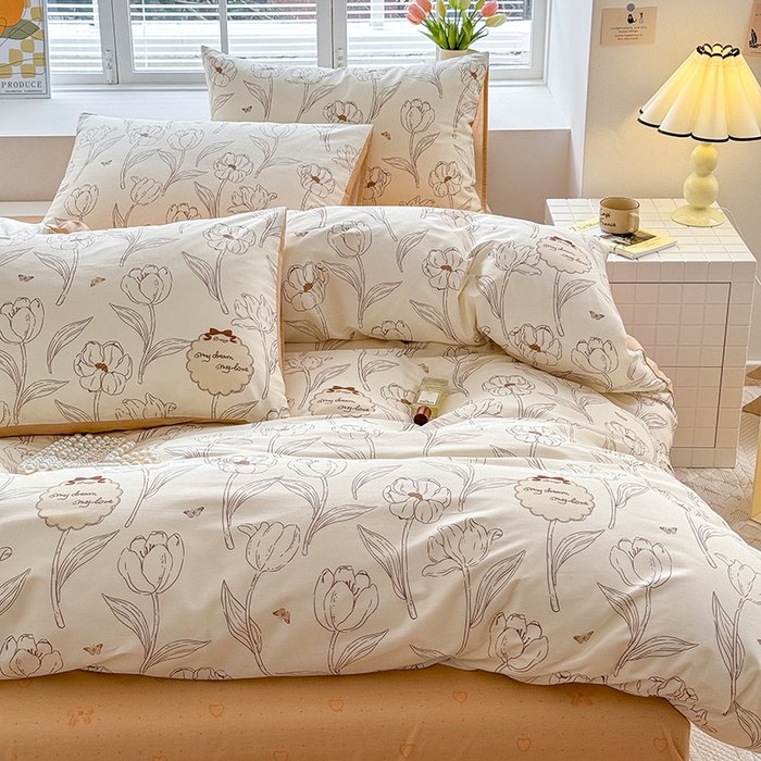 91家纺网 家纺一手货源 找家纺 沐棉家居 2024新款小清新全棉13372印花单被套 娜朵