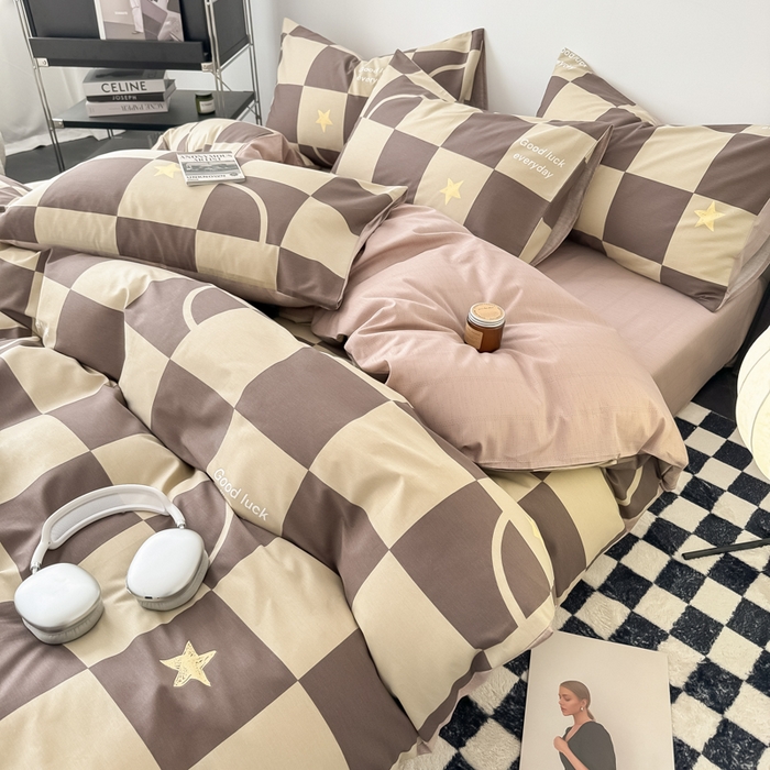 91家纺网 家纺一手货源 找家纺 呗旺鹿 2024新款休闲风全棉纯棉四件套 巧乐兹