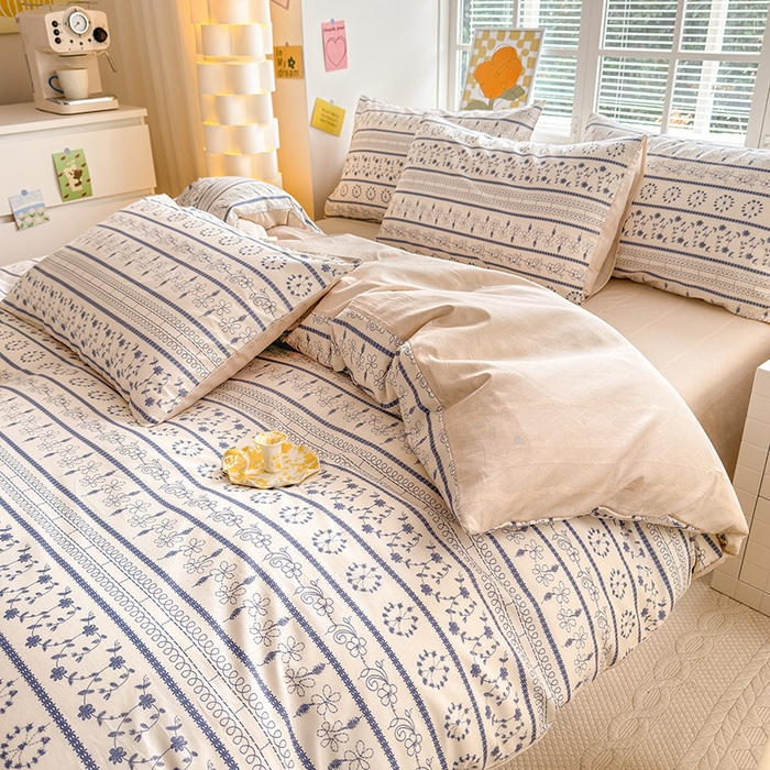 91家纺网 家纺一手货源 找家纺 沐棉家居 2024新款小清新全棉13372印花单被套 浮绘花影