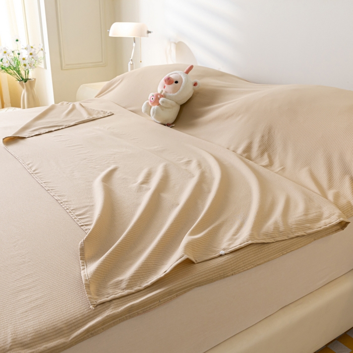 91家纺网 家纺一手货源 找家纺 梦之岛 2024新款A类泡泡棉酒店隔脏旅行睡袋 泡泡棉-浅驼色