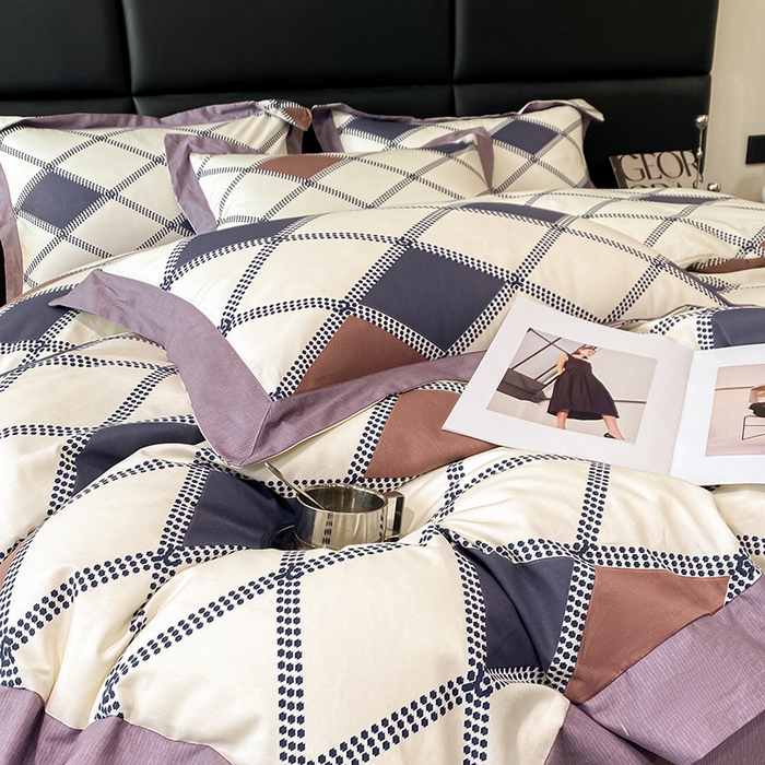 91家纺网 家纺一手货源 找家纺 金奇达 2024新款全棉宽边轻奢四件套 格拉