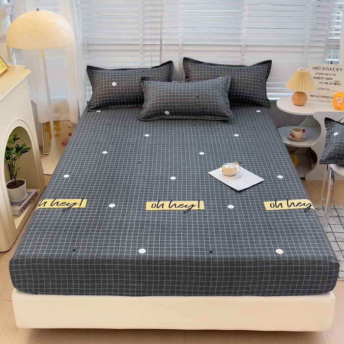 91家纺网 家纺一手货源 找家纺  楠沐家纺 2026新款印花亲肤芦荟棉水洗棉床笠 潮格