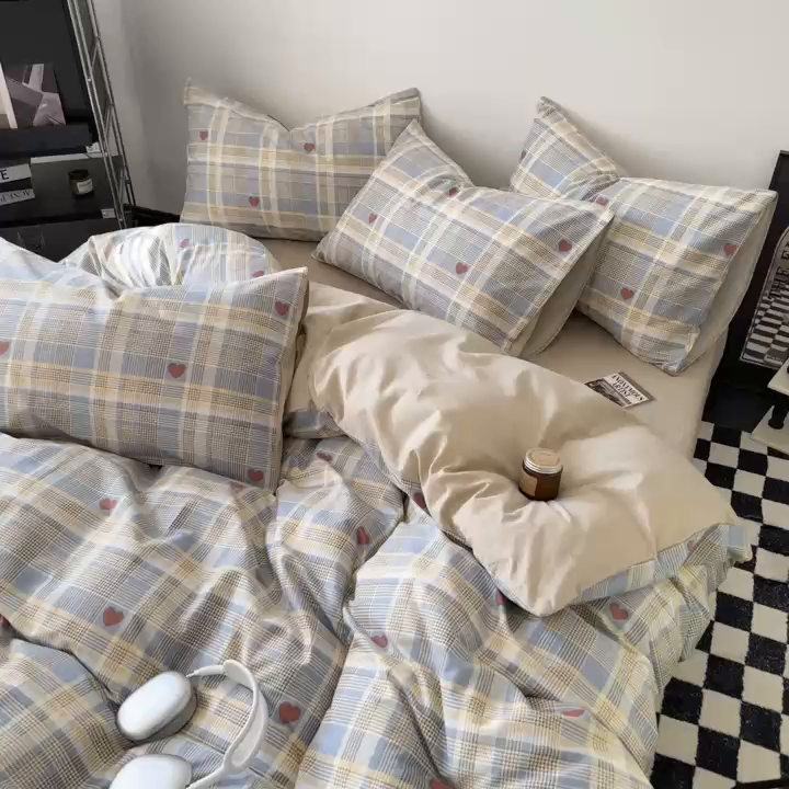 91家纺网 家纺一手货源 找家纺 呗旺鹿 2024新款休闲风全棉纯棉四件套 律动