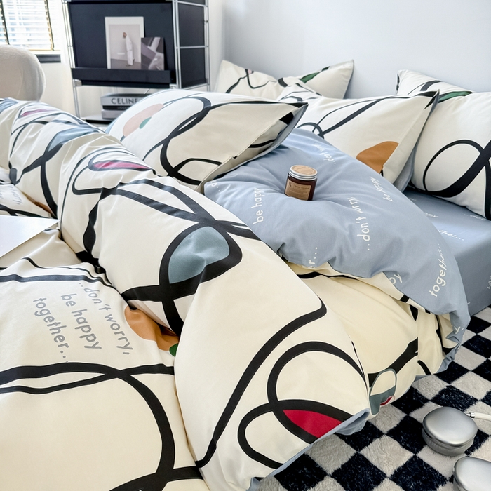 91家纺网 家纺一手货源 找家纺 呗旺鹿 2024新款休闲风全棉纯棉四件套 朗尼