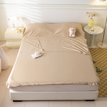91家纺网 家纺一手货源 找家纺 梦之岛 2024新款A类泡泡棉酒店隔脏旅行睡袋 泡泡棉-浅驼色