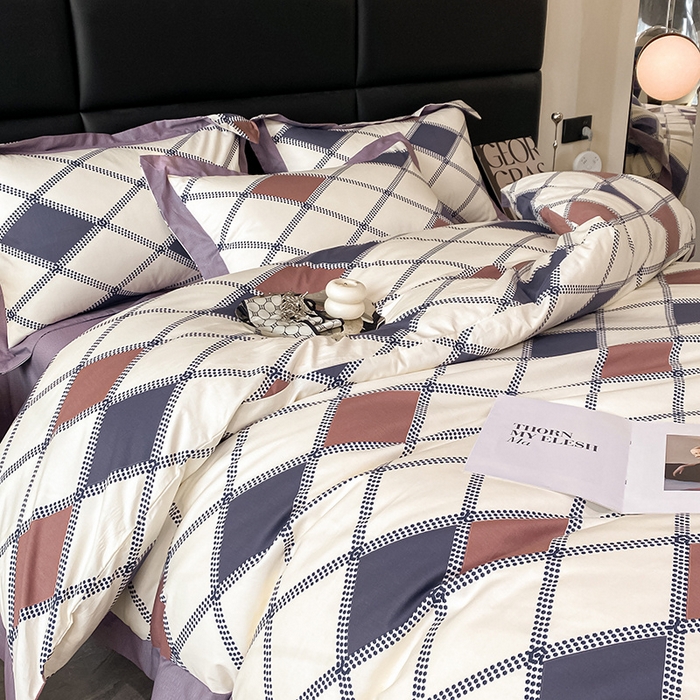 91家纺网 家纺一手货源 找家纺 金奇达 2024新款全棉宽边轻奢四件套 格拉