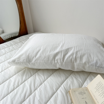 91家纺网 家纺一手货源 找家纺 （总）恋恋三季 2024新款色织水洗棉ins博主款四件套-北海道蓝条 单枕套