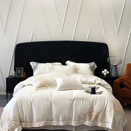 馨蕊家居 2024春夏新品新疆阿克苏100支高定四件套-棉依恋 奶芋-金线