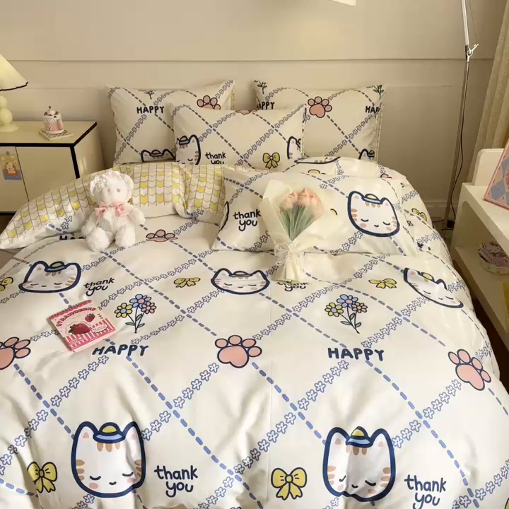 91家纺网 家纺一手货源 找家纺 （总）呗旺鹿 2024新款小清新全棉纯棉四件套