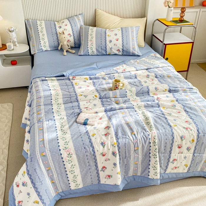 91家纺网 家纺一手货源 找家纺 鸣升家纺 A类印花全棉12868棉花夏凉被四件套夏被 安暖入夏