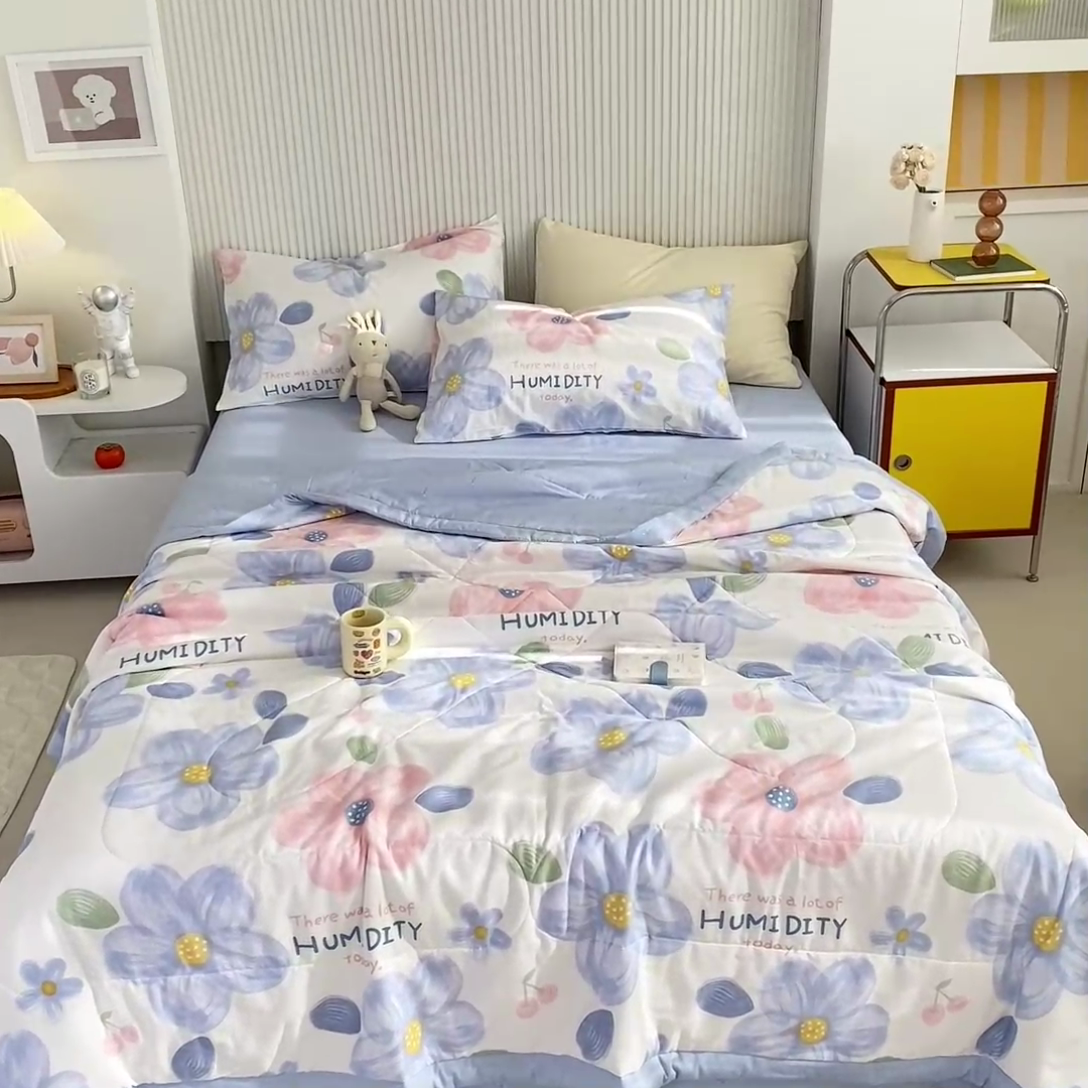 91家纺网 家纺一手货源 找家纺 鸣升家纺 A类印花全棉12868棉花夏凉被四件套夏被 圣歌娜