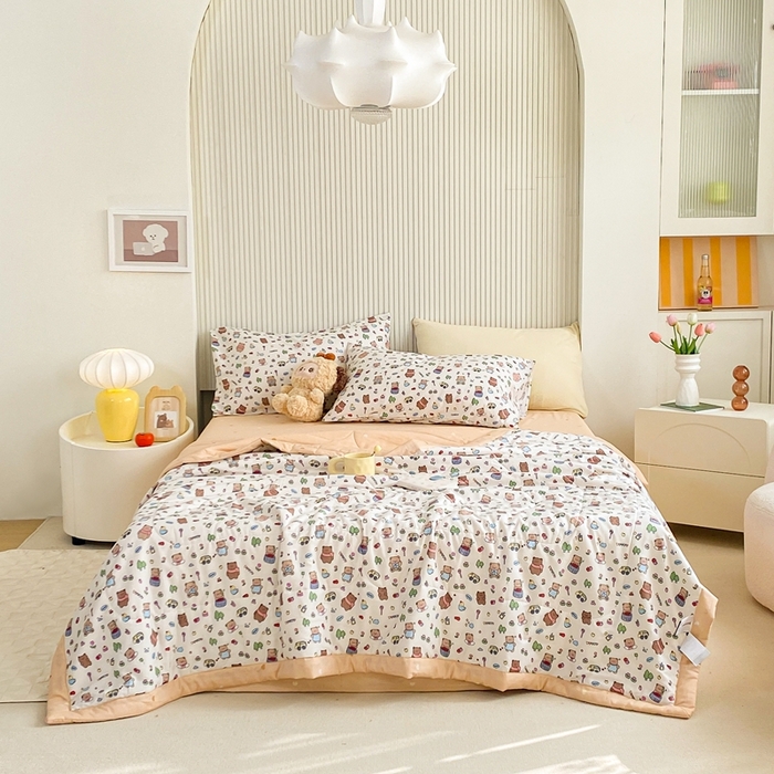 91家纺网 家纺一手货源 找家纺 鸣升家纺 A类印花全棉12868棉花夏凉被四件套夏被 南岛小镇