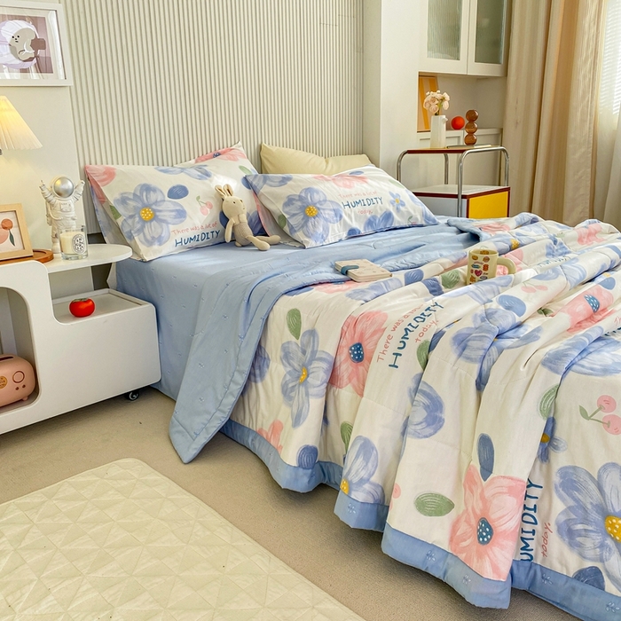 91家纺网 家纺一手货源 找家纺 鸣升家纺 A类印花全棉12868棉花夏凉被四件套夏被 圣歌娜