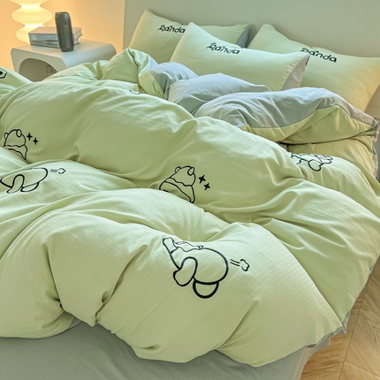 91家纺网 家纺一手货源 找家纺 （总）多乐 2024新款A类超柔加厚有氧提花小竺棉绣花四件套-风格二