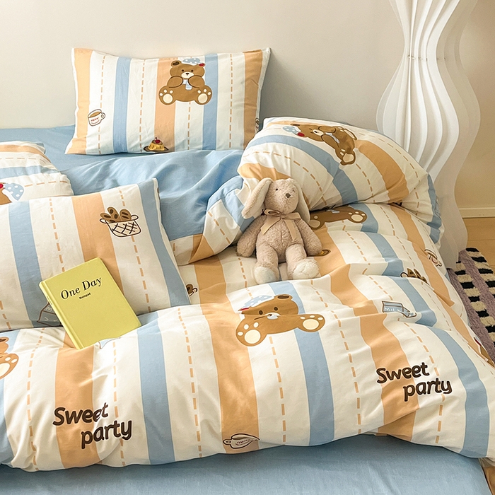 91家纺网 家纺一手货源 找家纺 红馆 2025年全棉12868印花系列四件套 休闲小熊