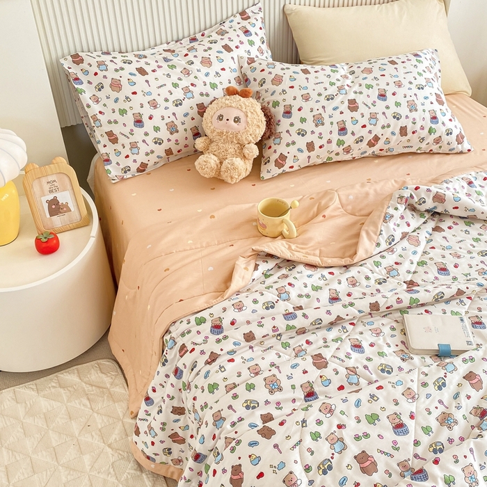 91家纺网 家纺一手货源 找家纺 鸣升家纺 A类印花全棉12868棉花夏凉被四件套夏被 南岛小镇